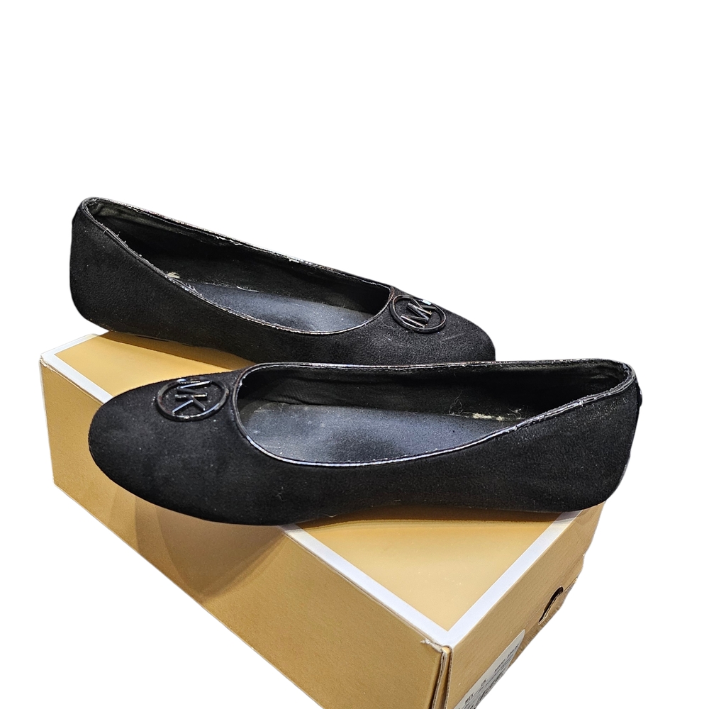 Michael Kors Black Rover Academia Faux Suede And Patent Girl's Flats Size 4 - Picture 3 of 7